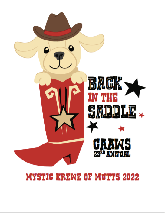 Back in the saddle mystic krewe of mutts poster design